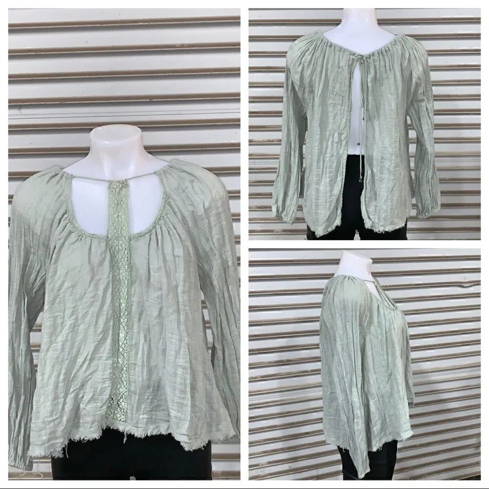 Free People 100% cotton open tie back top
